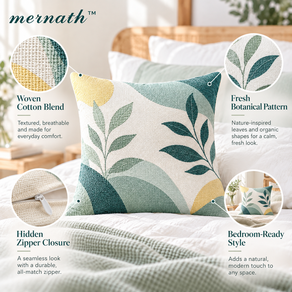 𝒎𝒆𝒓𝒏𝒂𝒕𝒉™ Woven Cotton Accent Pillow Cover